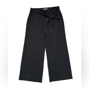 Cinq à Sept Jenna Tie Waist Wide Leg Cropped Pants Black Size 6 High Waisted